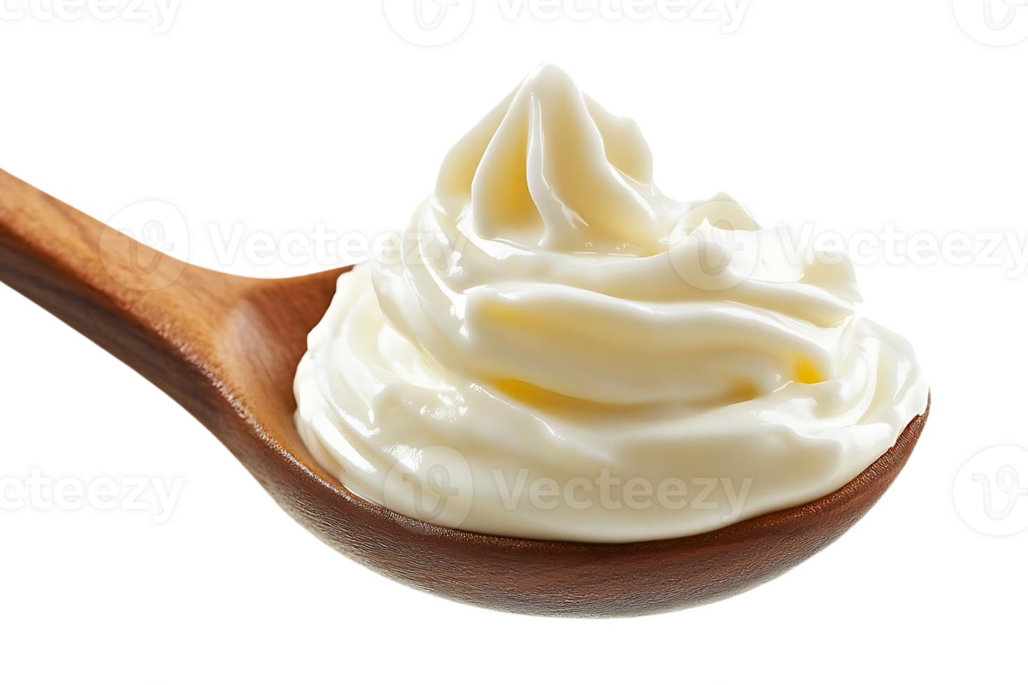 Creamy Whipped Topping in a Wooden Spoon, Transparent Background png