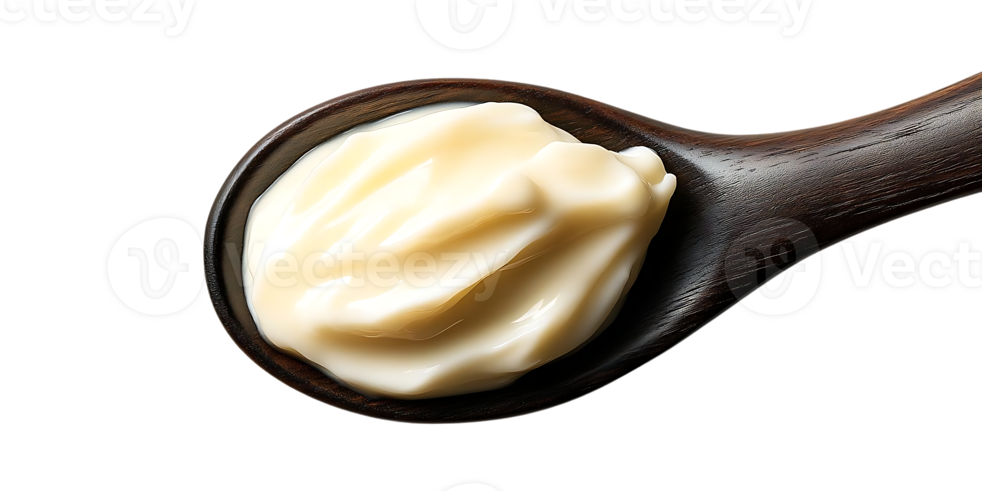 Creamy White Substance in a Wooden Spoon with Transparent Background png