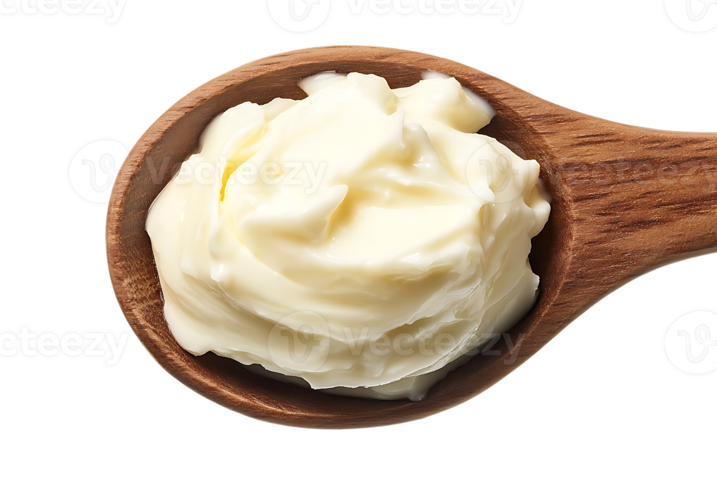 Creamy White Spread in a Wooden Spoon with Transparent Background png