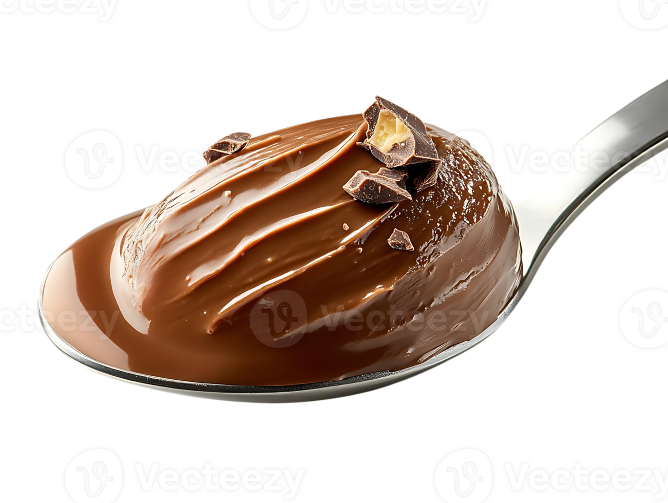 Delicious Chocolate Pudding in a Spoon with a Transparent Background png
