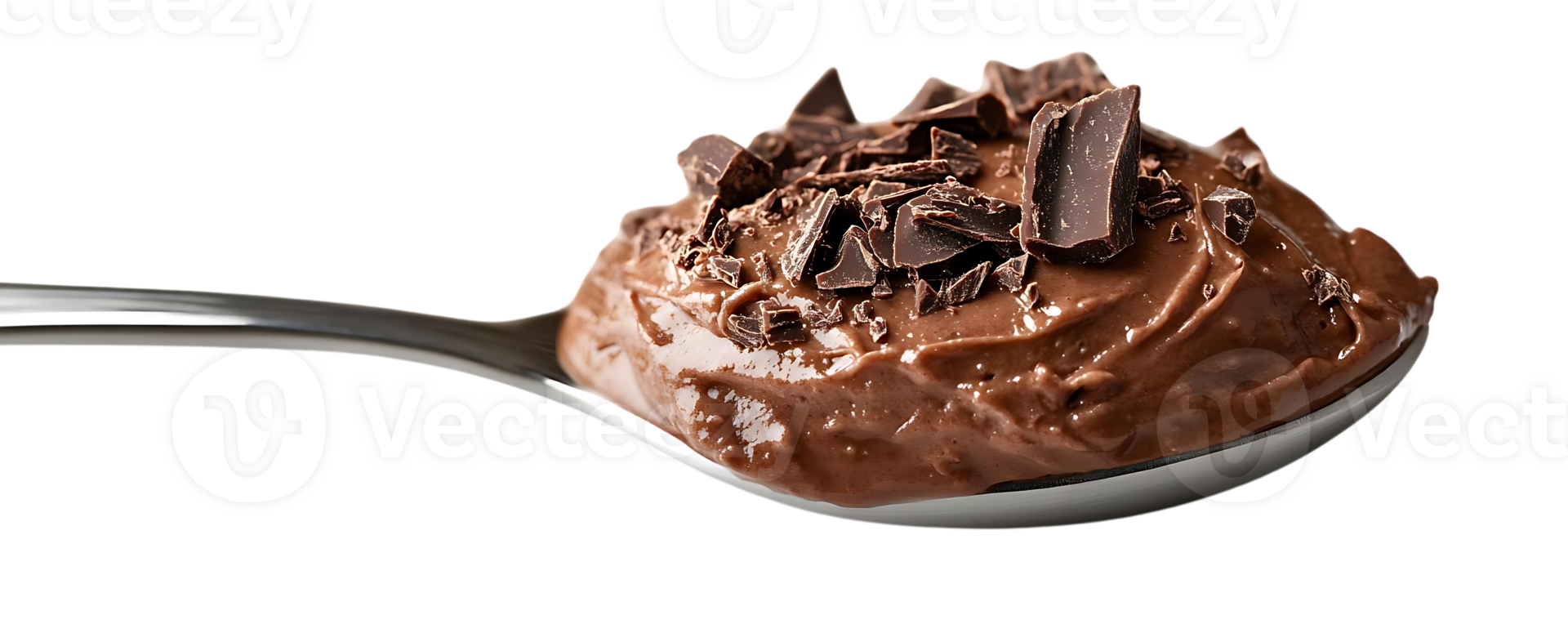 Spoonful of Creamy Chocolate Pudding with Shavings, a Delicious Treat with a Transparent Background png