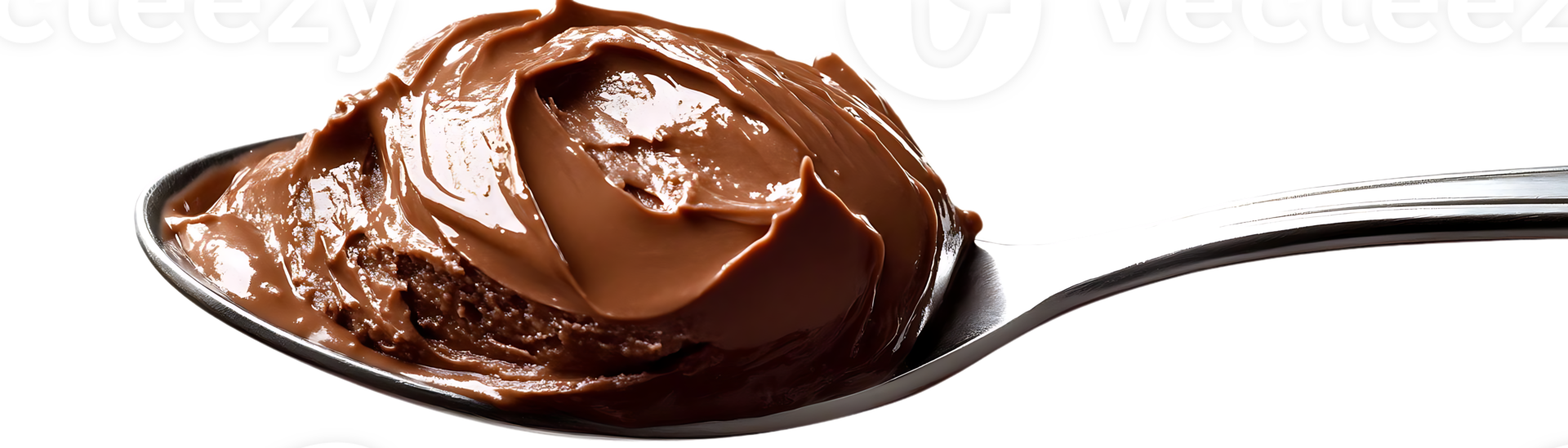 Chocolate Ice Cream Scoop on a Spoon with a Transparent Background png