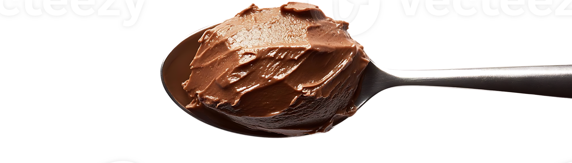 Chocolate Ice Cream Scoop on a Spoon with a Transparent Background png
