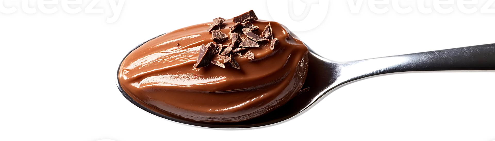Chocolate Pudding Spoon on Transparent Background, Delectable Dessert with a Smooth and Creamy Texture png