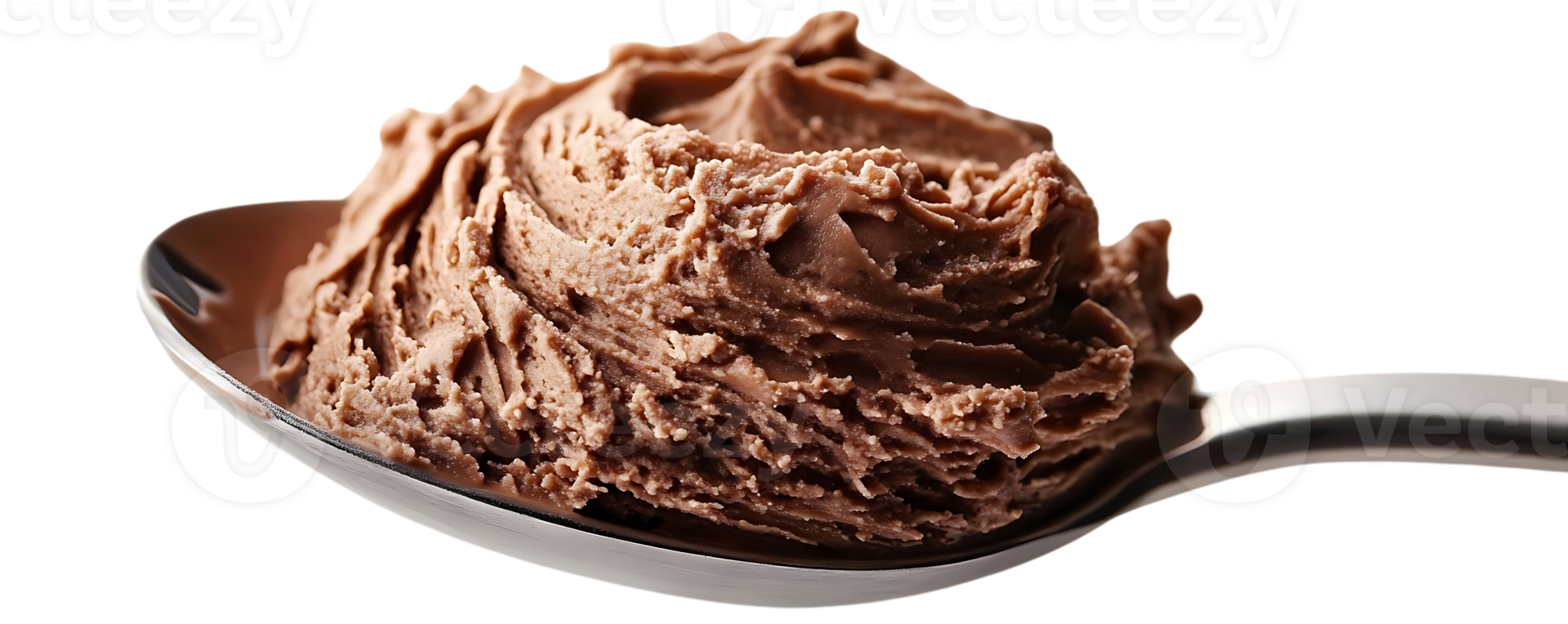 Chocolate Ice Cream Scooped on a Spoon with a Transparent Background png