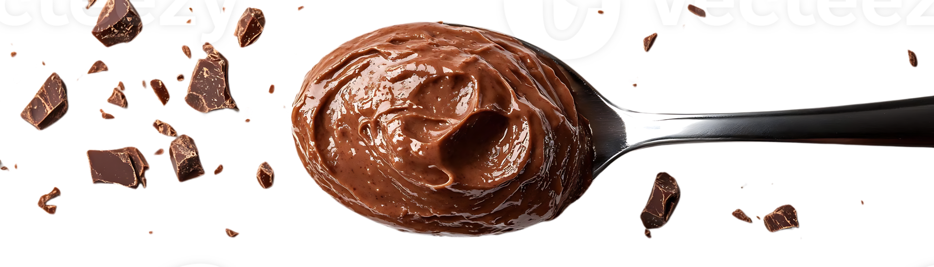 Chocolate Spread in Spoon with Crumbs on a Transparent Background png