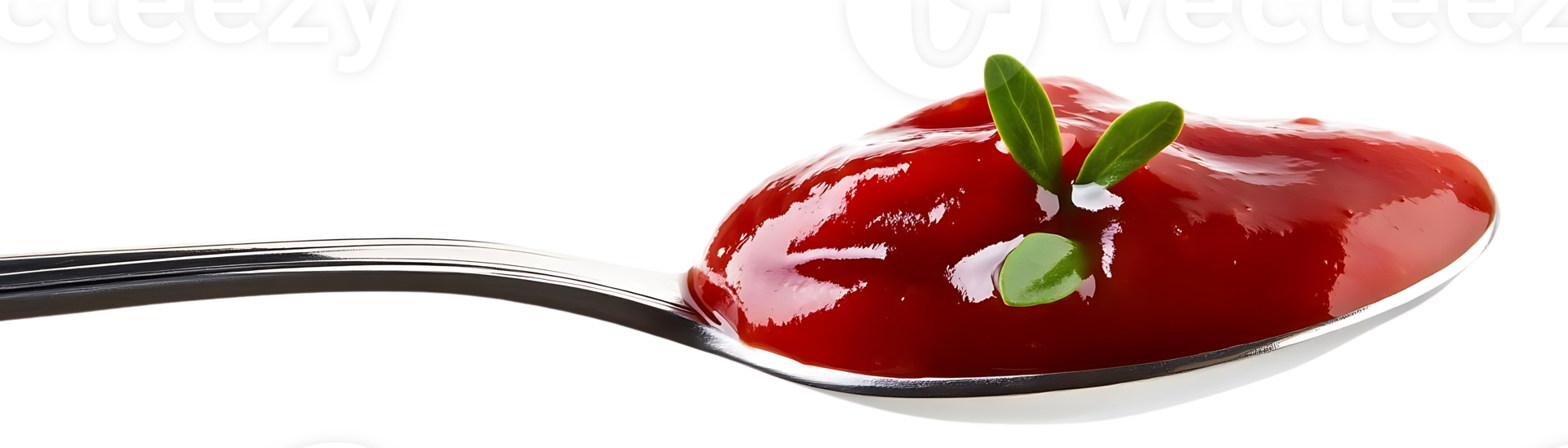 Spoonful of Red Sauce with Green Leaves on a Transparent Background png