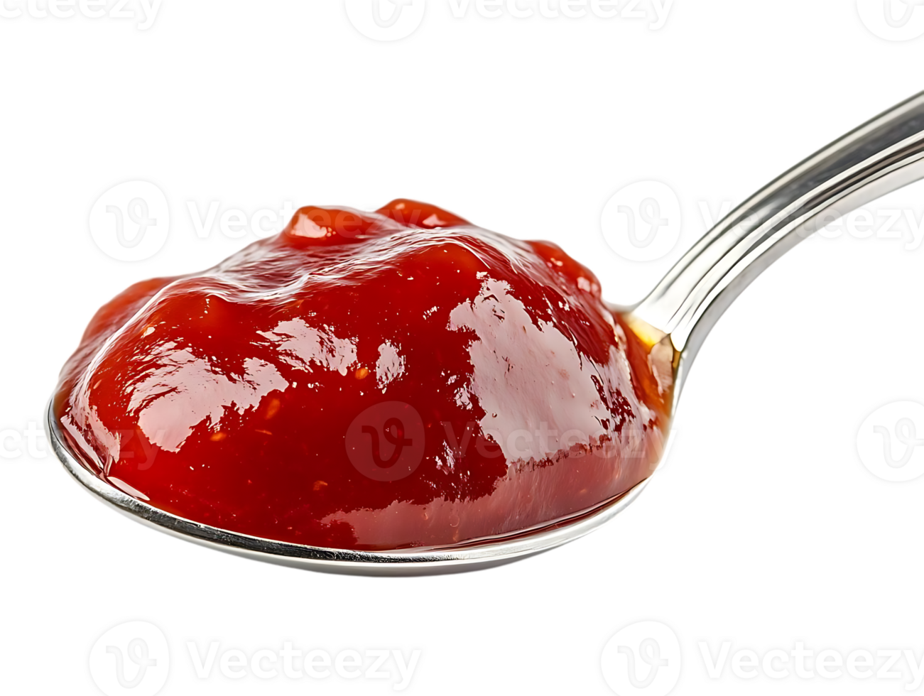 Red Sauce on Spoon, Close Up with Transparent Background png