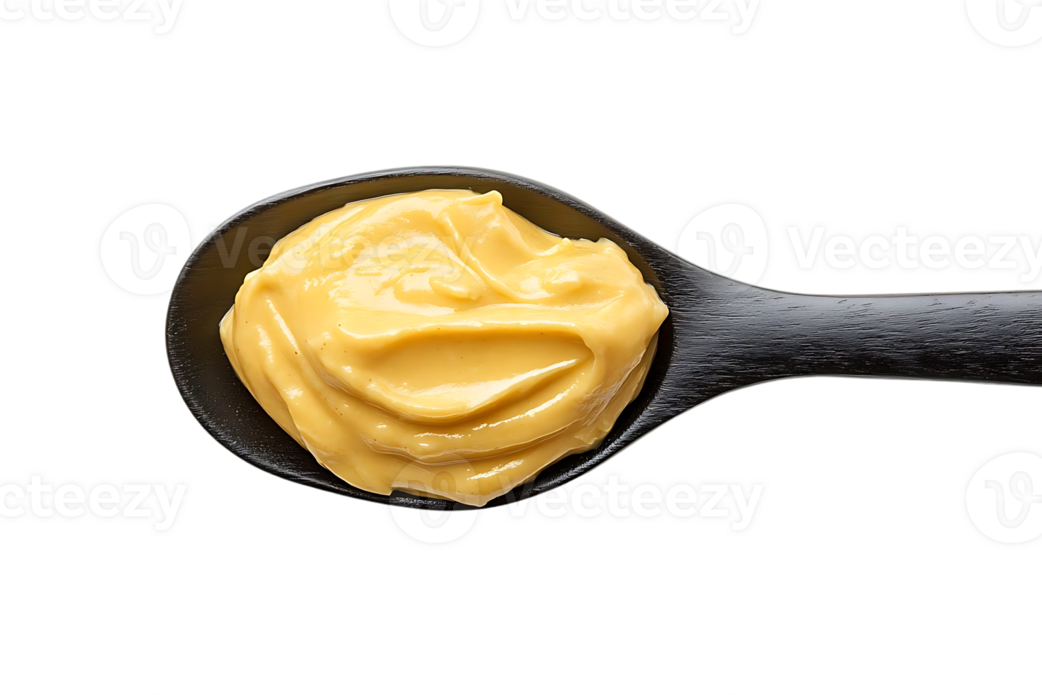 Spoonful of Smooth Yellow Mustard with a Transparent Background, Ideal for Food Photography and Recipes png
