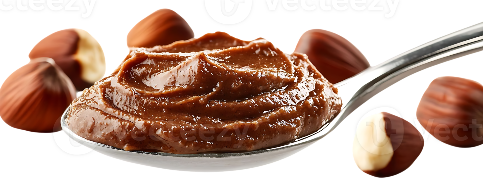 Delicious Hazelnut Spread in Spoon with Transparent Background, Nutty Delight with Chocolate Flavor png