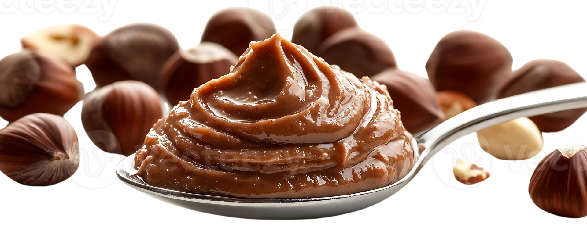 Hazelnut Spread on a Spoon with Transparent Background, a Delicious Treat with a Smooth Texture png