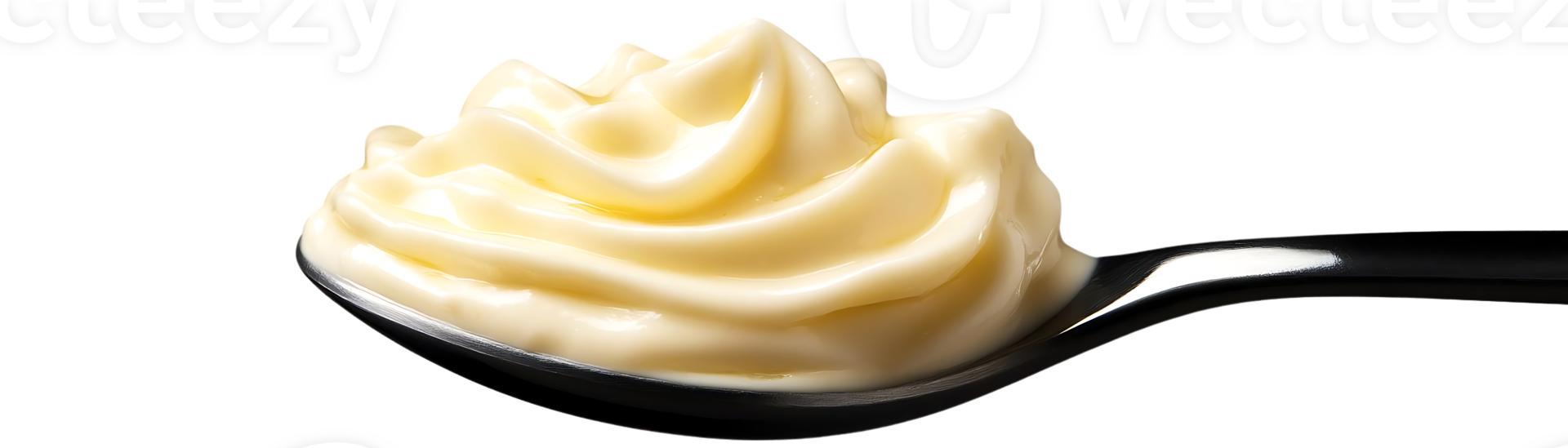 Creamy, Smooth Whipped Topping in a Spoon with Transparent Background png