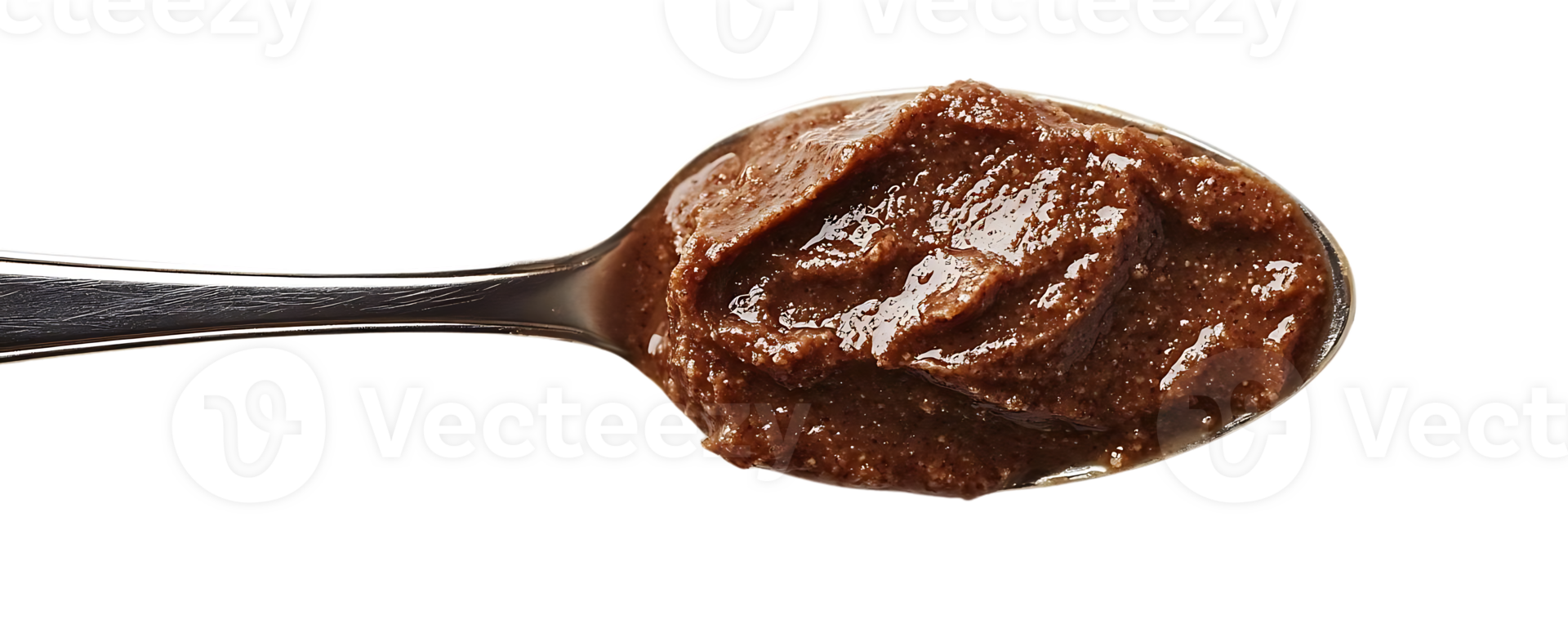 Spoonful of Rich Chocolate Tahini Spread with a Transparent Background, Perfect for Dessert, Snacks, and Toppings png