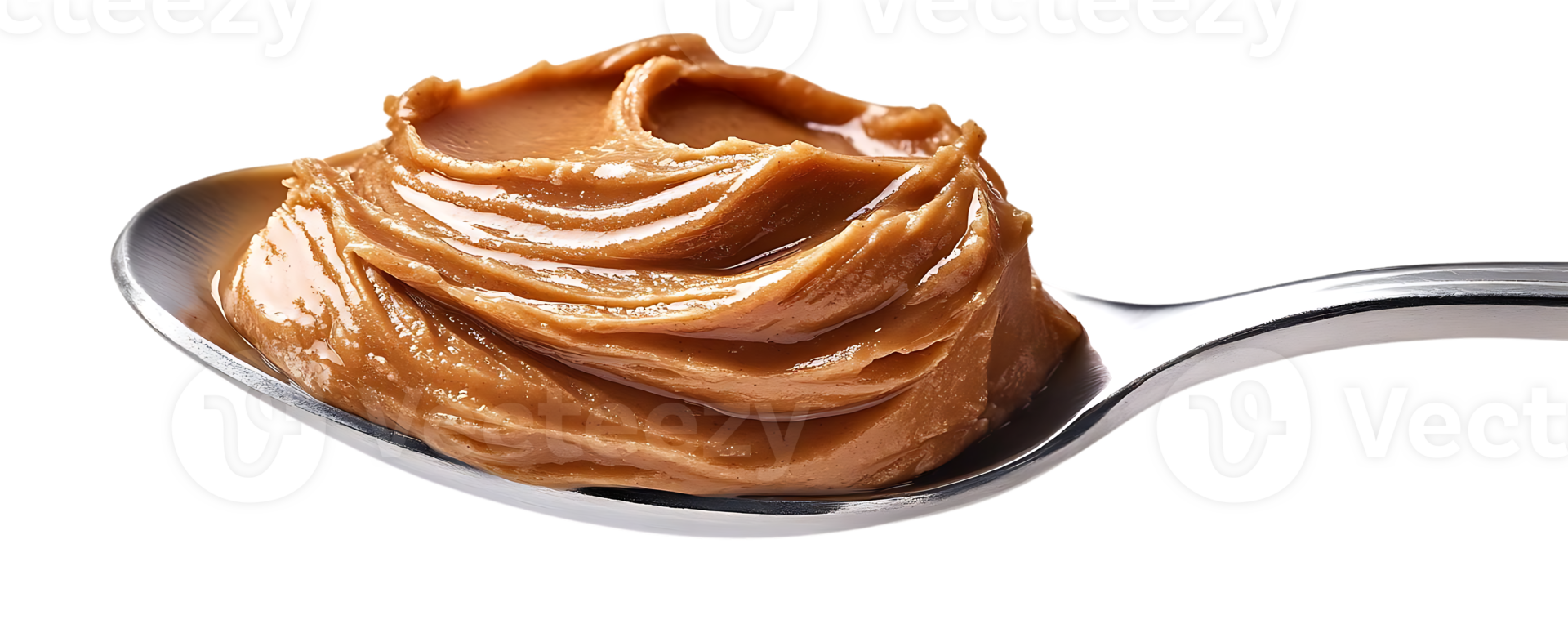 Peanut Butter on a Spoon with Transparent Background, Creamy and Delicious Peanut Butter Spread on a Silver Spoon png