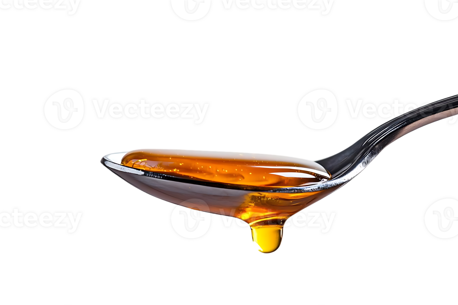 Golden Honey Dripping from a Spoon, Transparent Background png