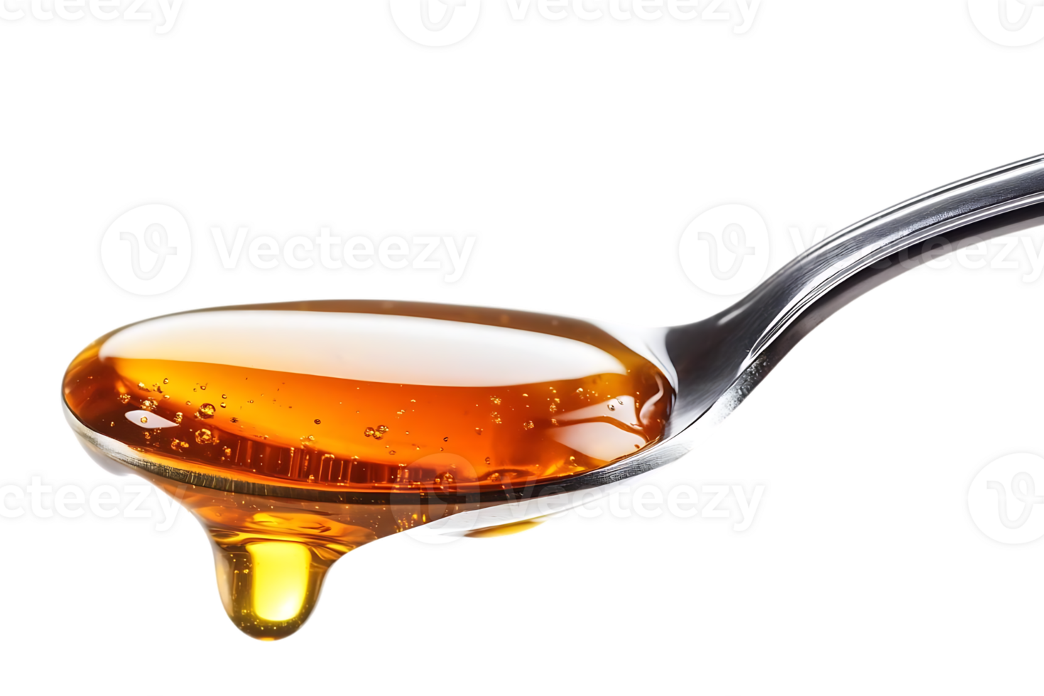 Dripping Honey on Spoon with Transparent Background, Sweet Golden Liquid png