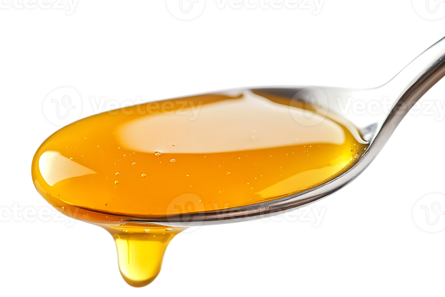 Golden Honey Dripping from a Spoon with a Transparent Background png