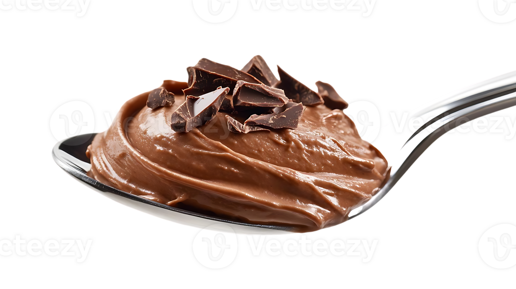Spoonful of Chocolate Mousse with Shavings, a Delicious Treat with a Transparent Background png
