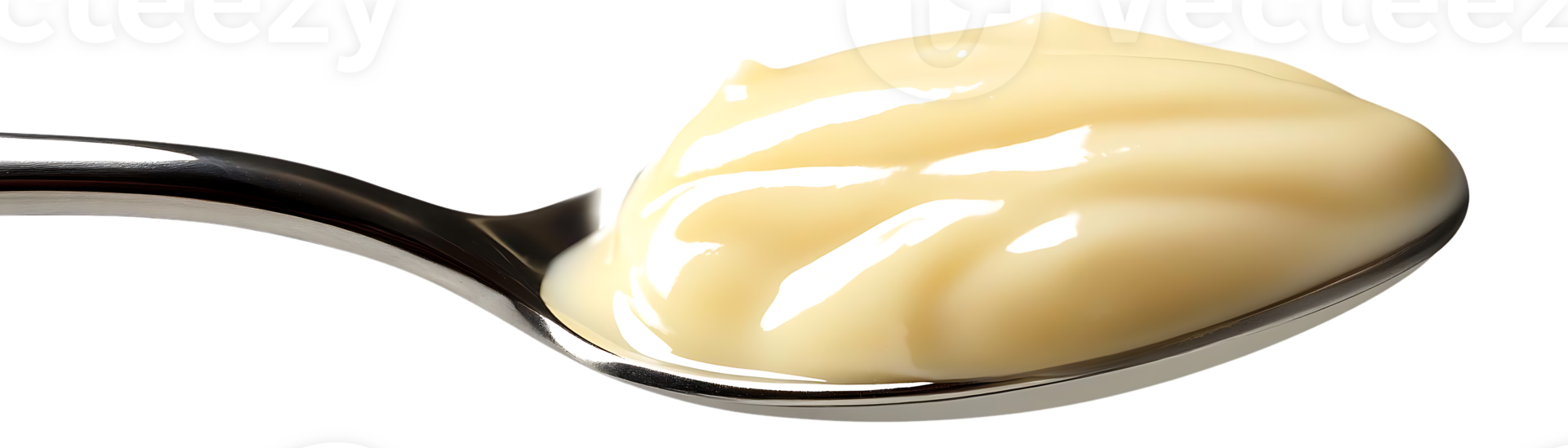 Creamy Custard on a Spoon with a Transparent Background png