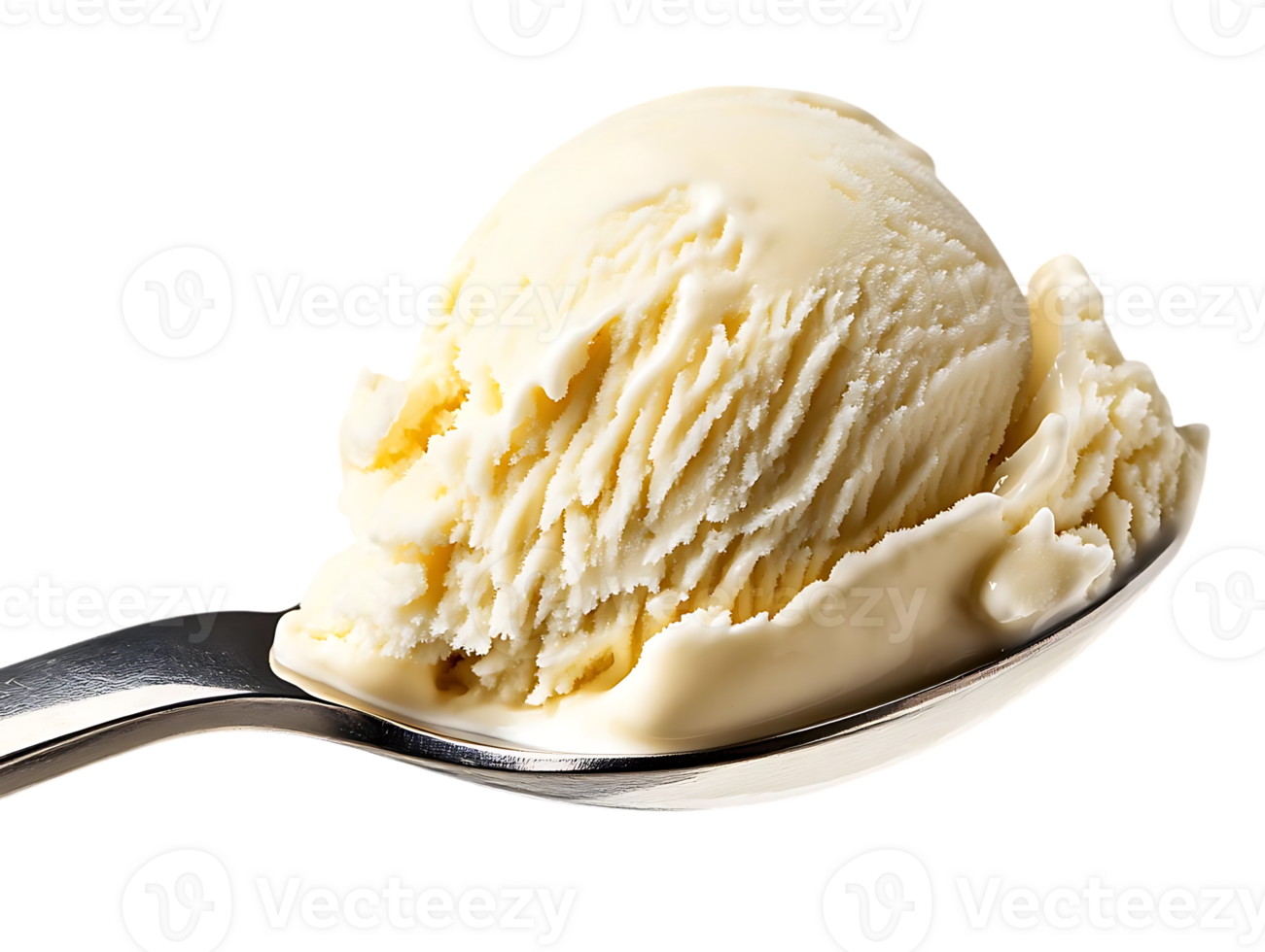 Spoonful of Creamy Vanilla Ice Cream with Transparent Background png