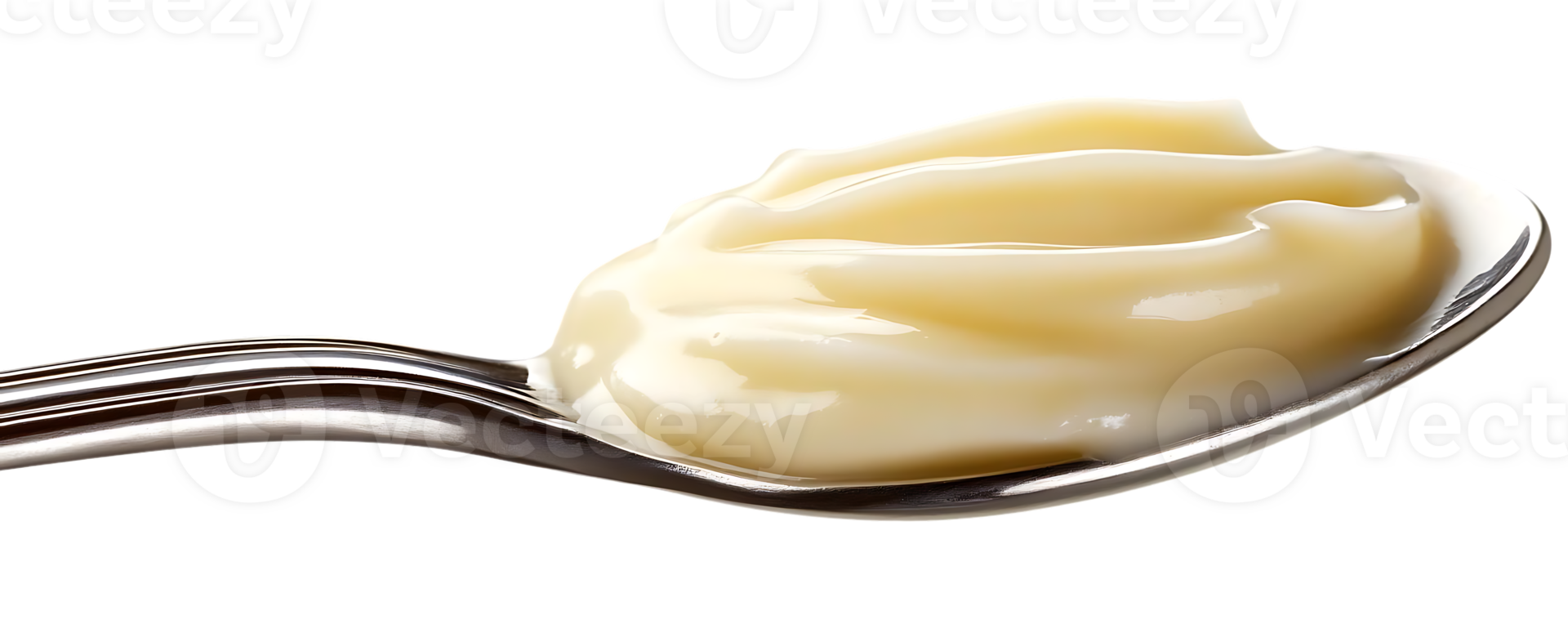 Creamy Custard on a Spoon with a Transparent Background, Delectable Dessert with a Smooth Texture and Creamy Flavor png