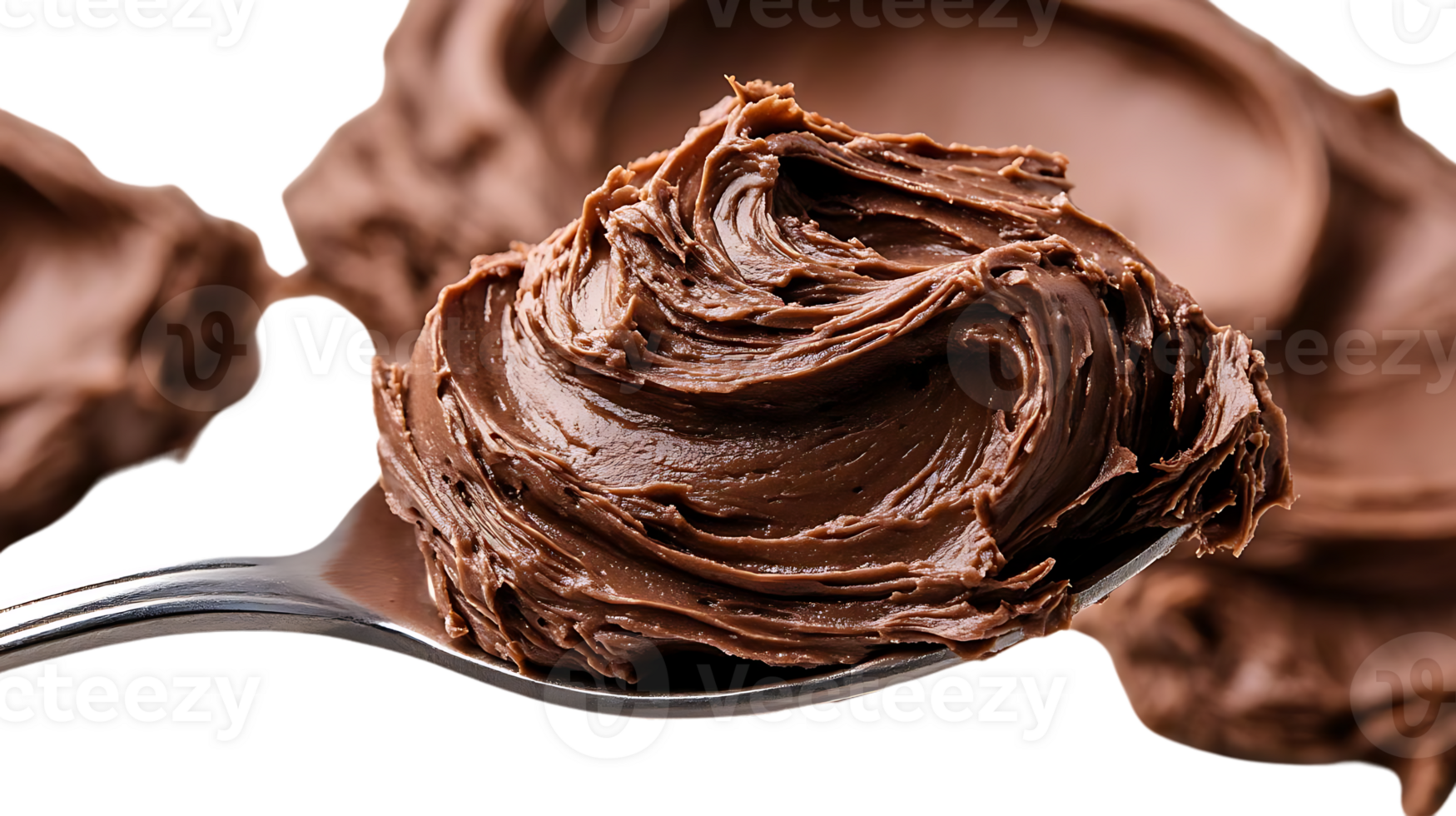 Spoonful of Rich Chocolate Spread, Smooth and Creamy with a Transparent Background png