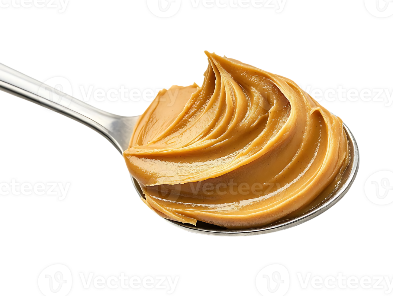 Peanut Butter Spoon on Transparent Background, Creamy Peanut Butter on Spoon Isolated png