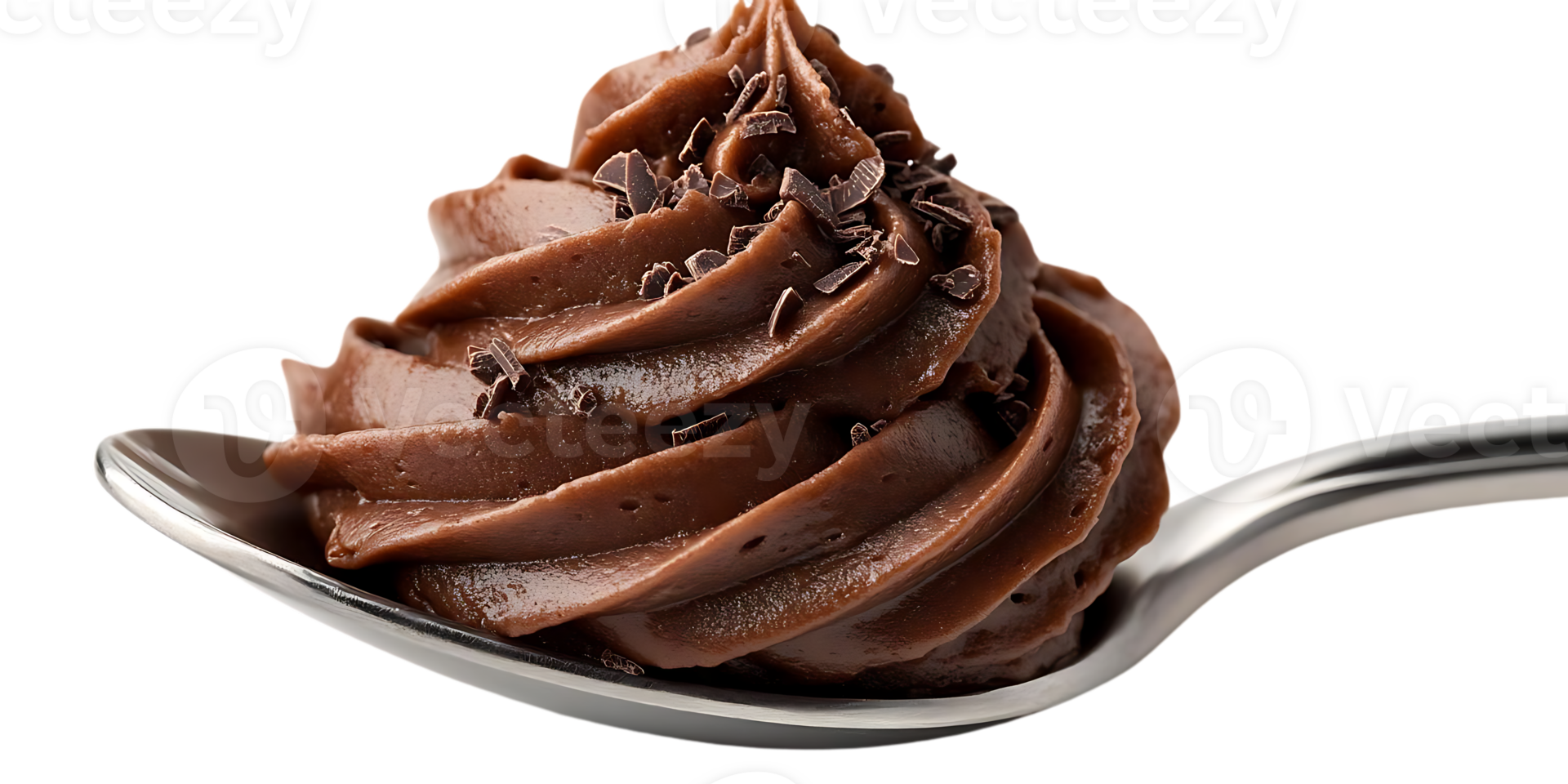 Chocolate Mousse on Spoon with Transparent Background png