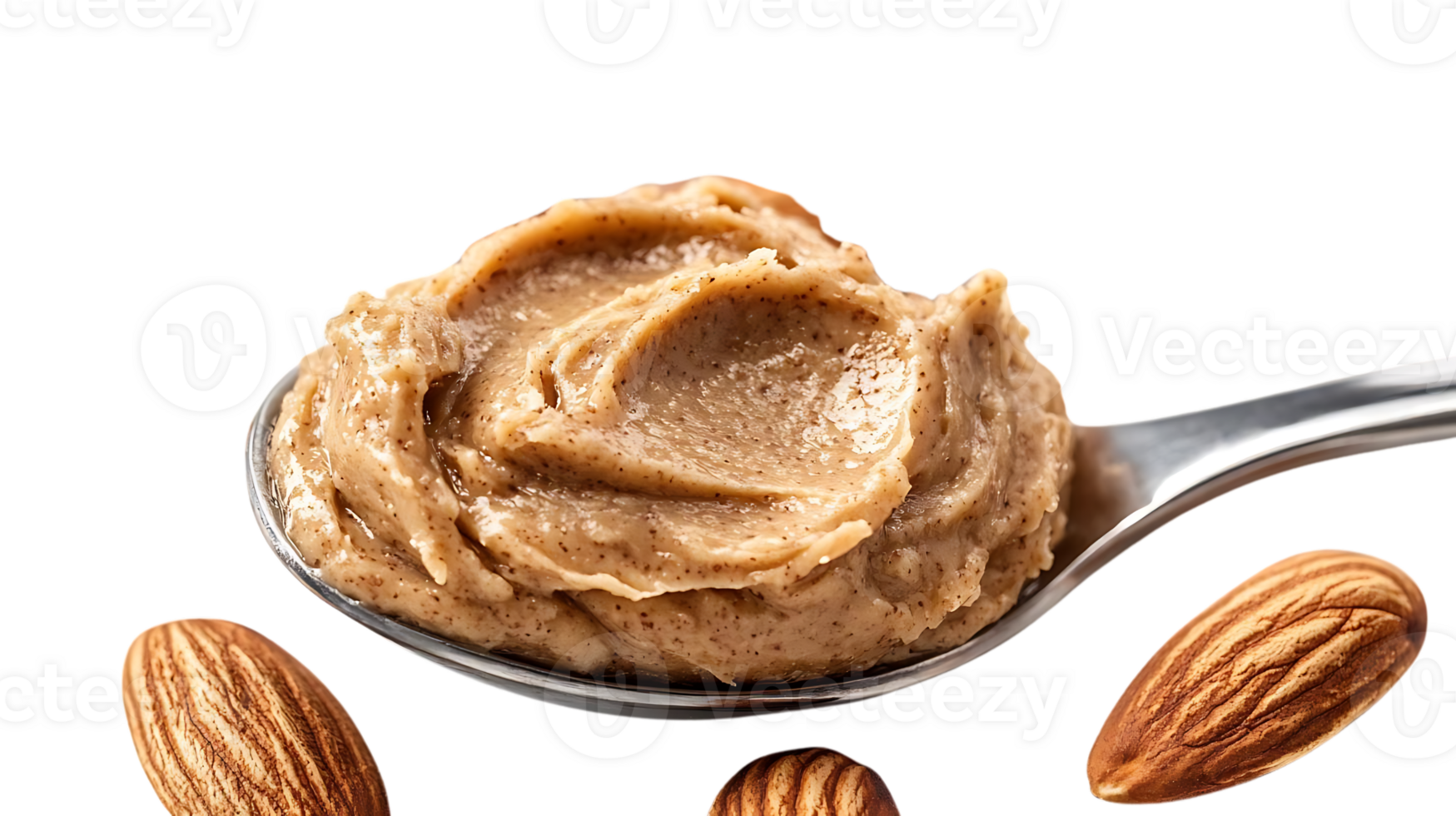 Almond Butter, Creamy and Delicious, A Spoonful of Goodness, with a Transparent Background. png