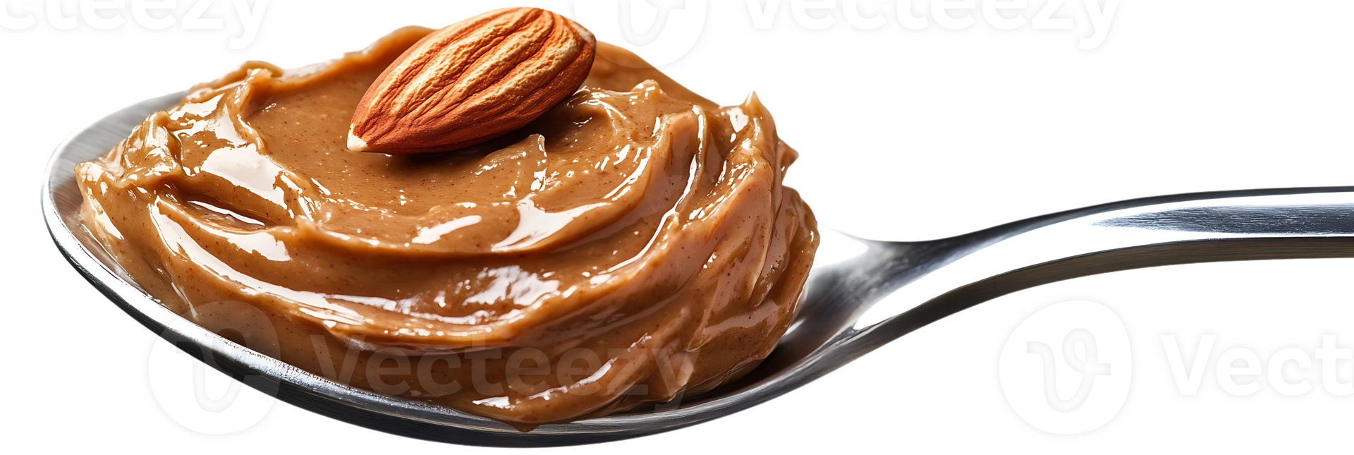 Almond Butter on a Spoon with a Transparent Background, Delicious and Creamy Almond Butter with a Single Almond on Top png