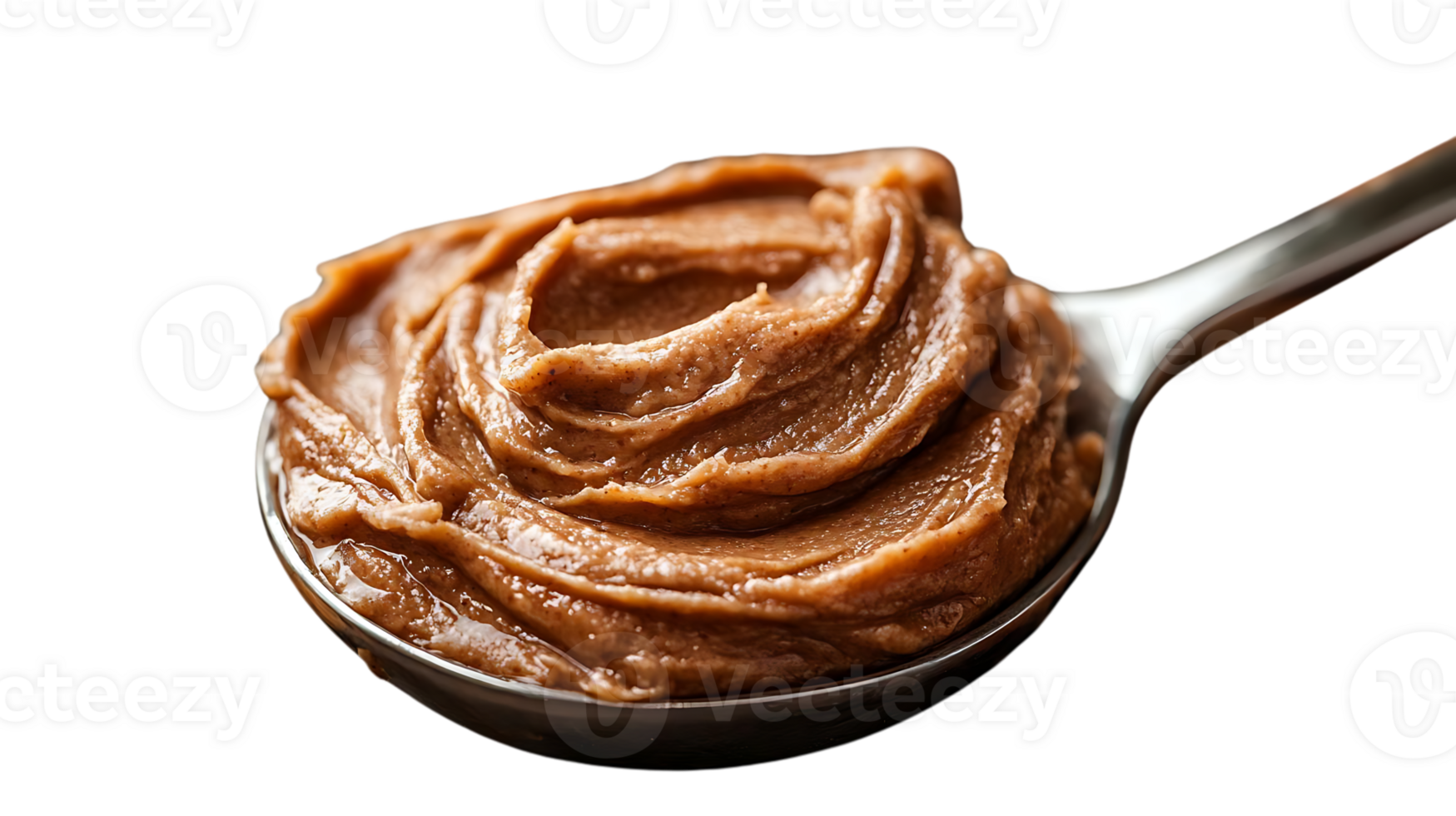 Delicious Creamy Almond Butter Swirled in Spoon with Transparent Background png