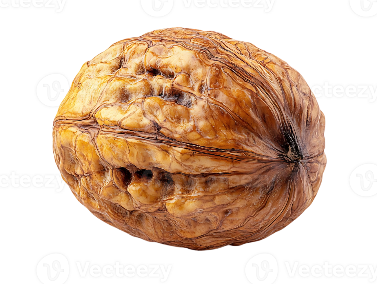 A Single Walnut Isolated on a Transparent Background, Showing Its Intricate Texture and Rich Brown Color png