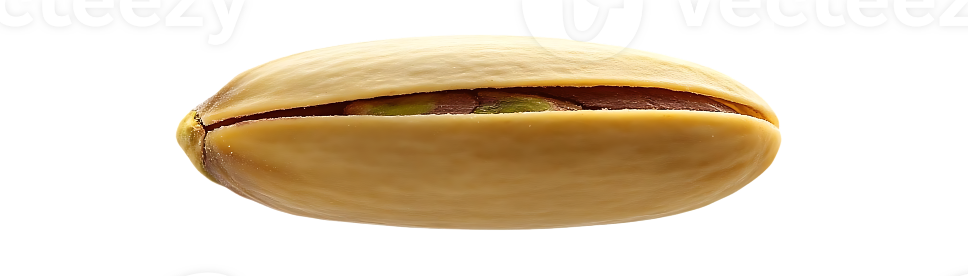 A Single Pistachio Nut, Cracked Open, Reveals a Green Kernel, Against a Transparent Background. png