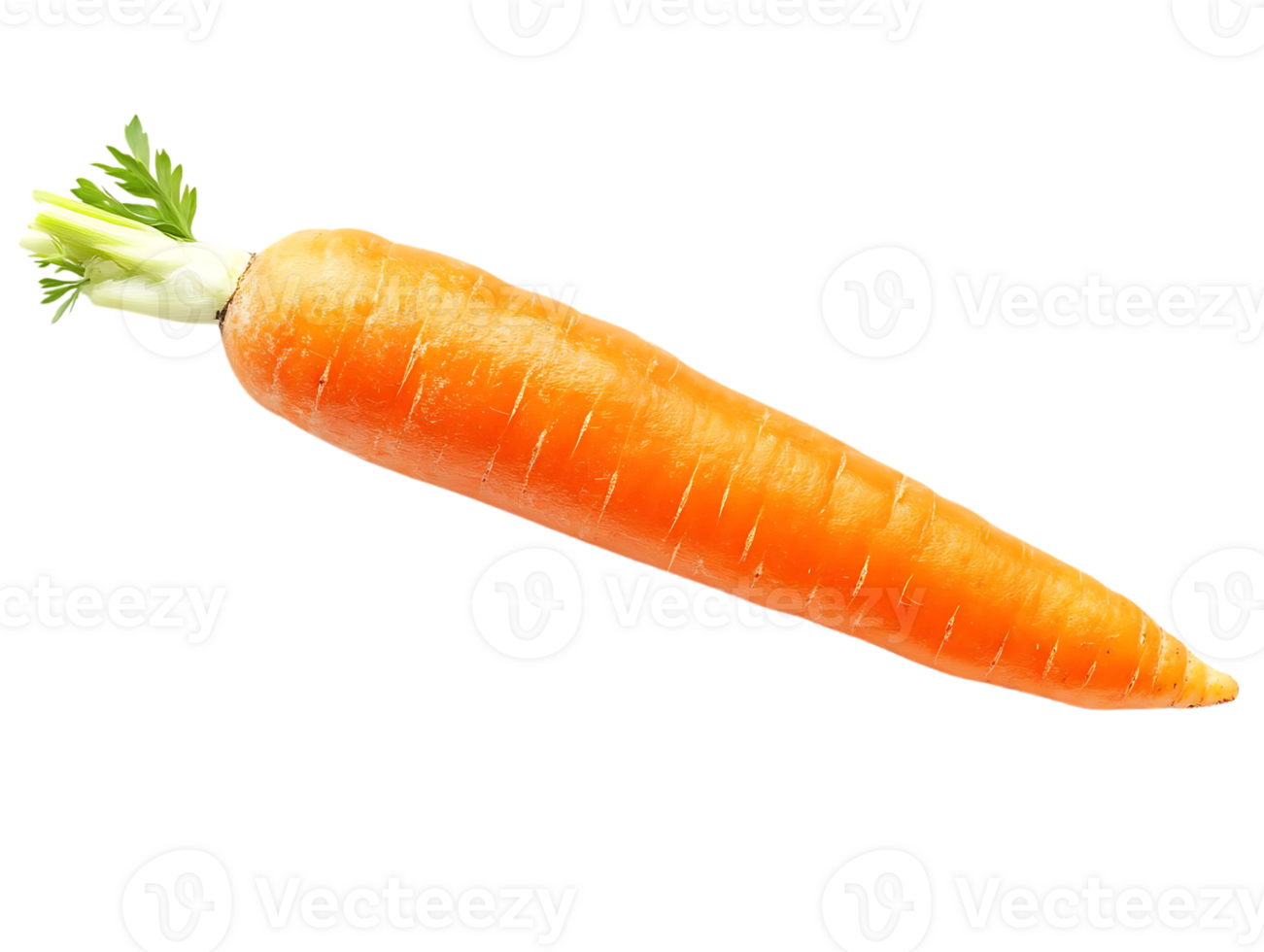 A Fresh Orange Carrot with Green Top, Isolated on Transparent Background png