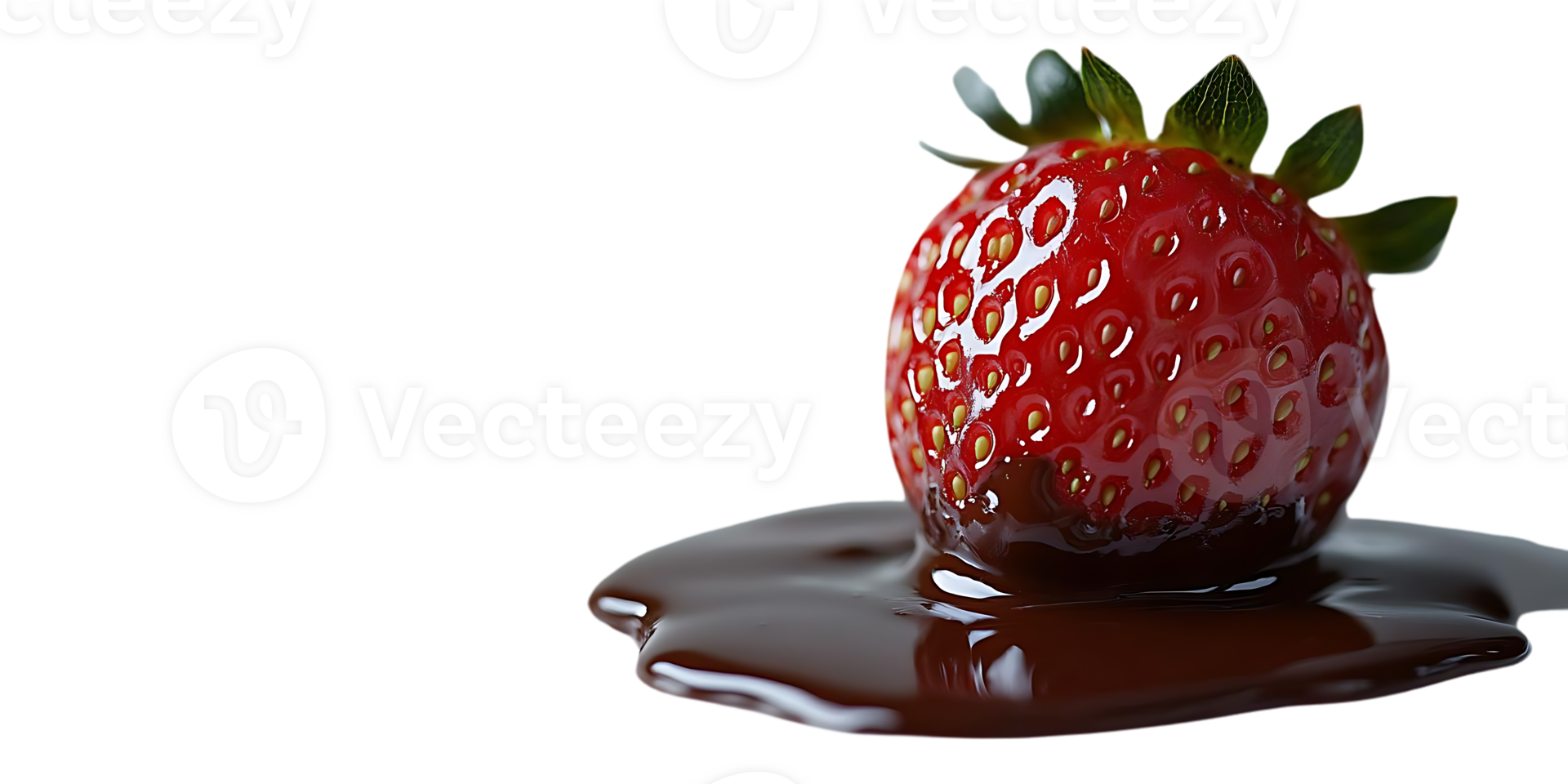 A Single Strawberry Dipped in Melted Chocolate, Against a Transparent Background png