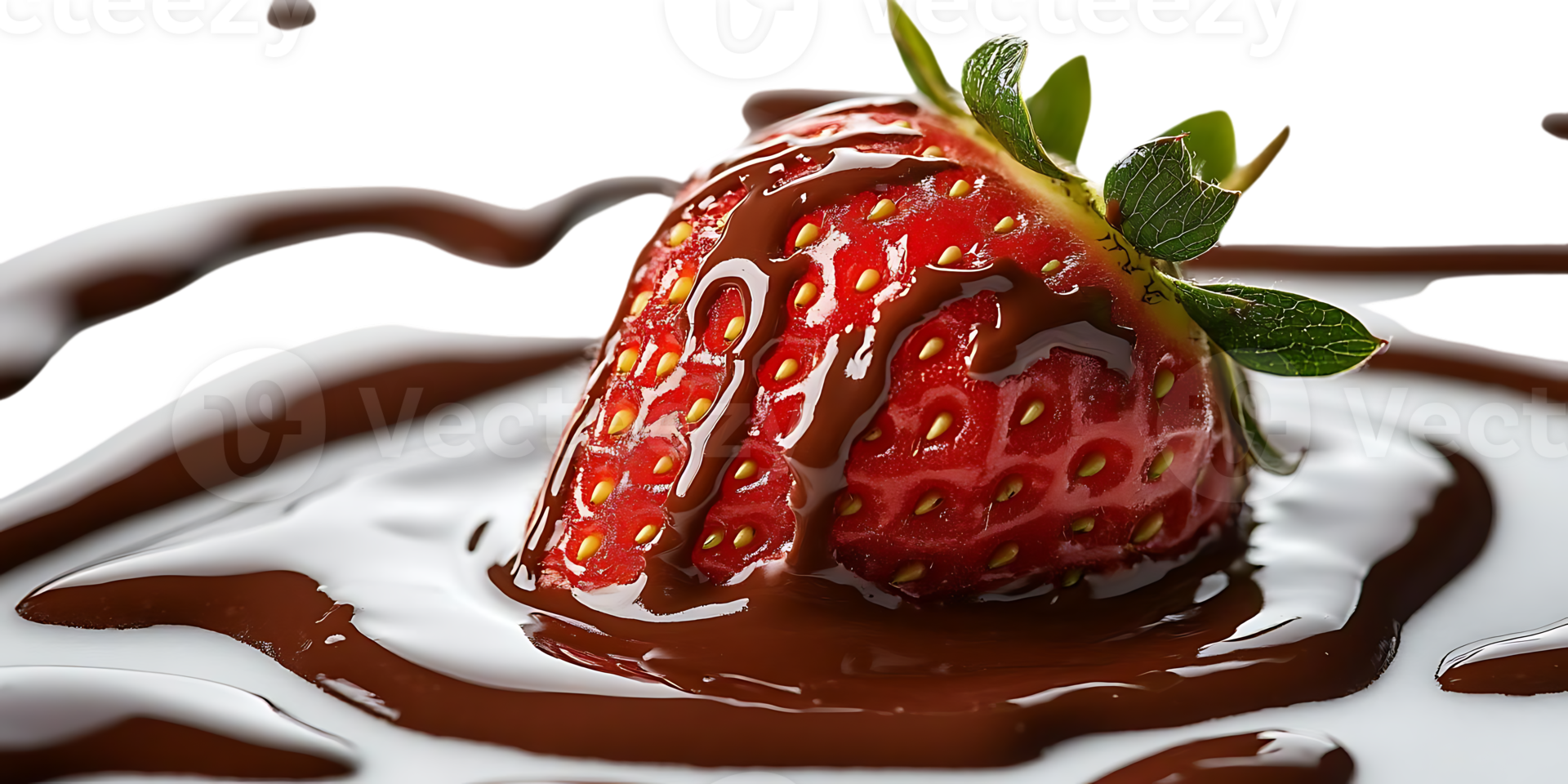 A Single Strawberry Drenched in Rich, Melted Chocolate, a Delightful Treat with a Transparent Background png