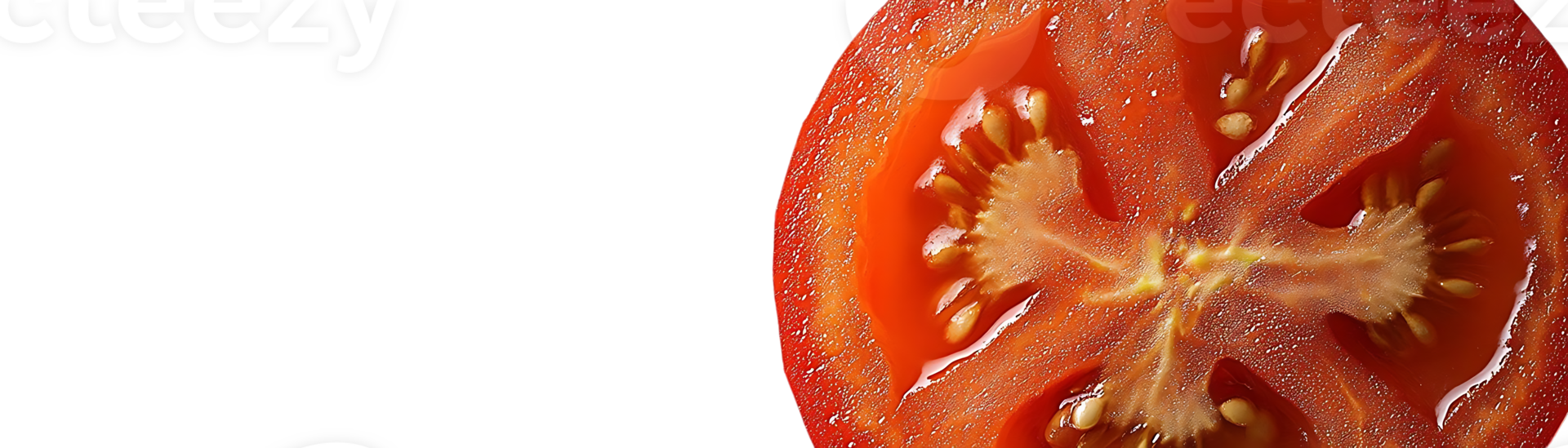 A Close-up View of a Fresh, Sliced Tomato with a Transparent Background png