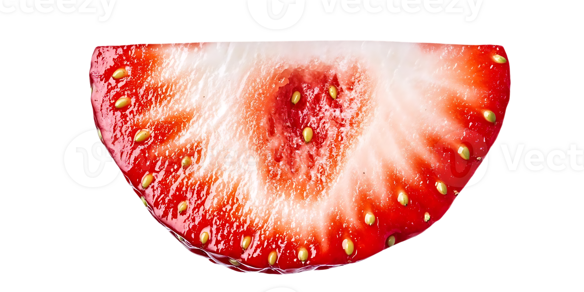 A Slice of Fresh Strawberry with Transparent Background png