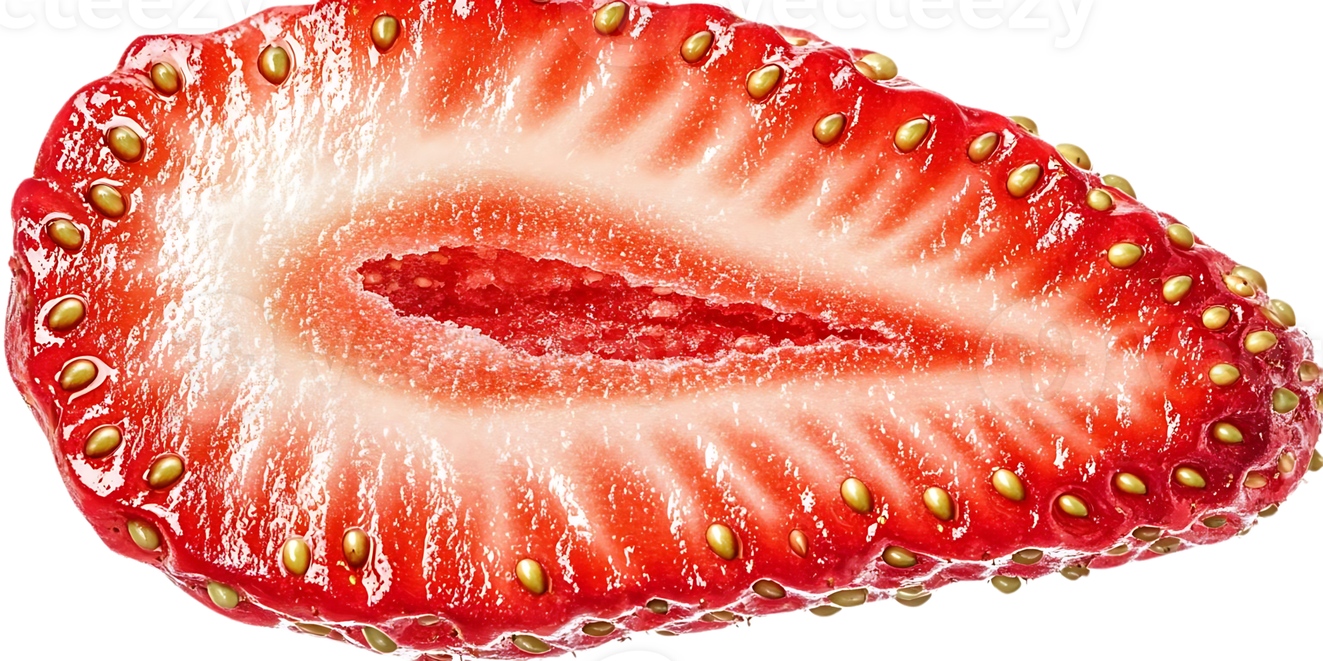 A Freshly Cut Strawberry Slice with a Transparent Background png