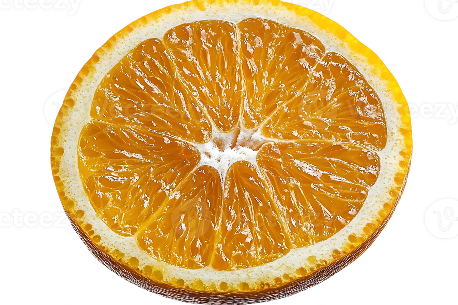 A Juicy Slice of Orange with a Transparent Background, A Delicious Citrus Fruit with a Vibrant Color and a Freshly Sliced Look png