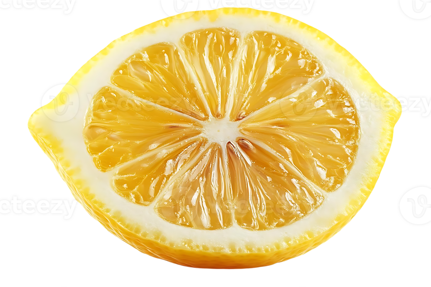 A Freshly Sliced Lemon with a Transparent Background, Displaying its Juicy and Refreshing Interior, Perfect for Culinary and Beverage Applications png