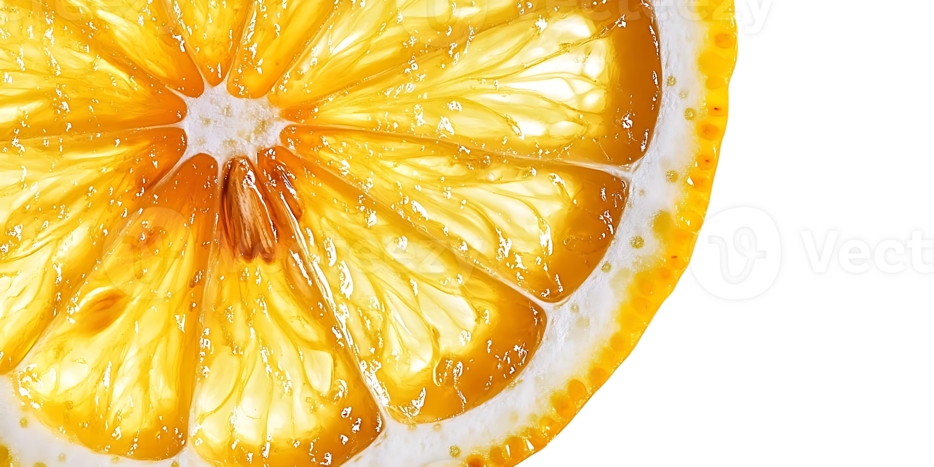 A Close-Up View of a Lemon Slice with a Transparent Background png