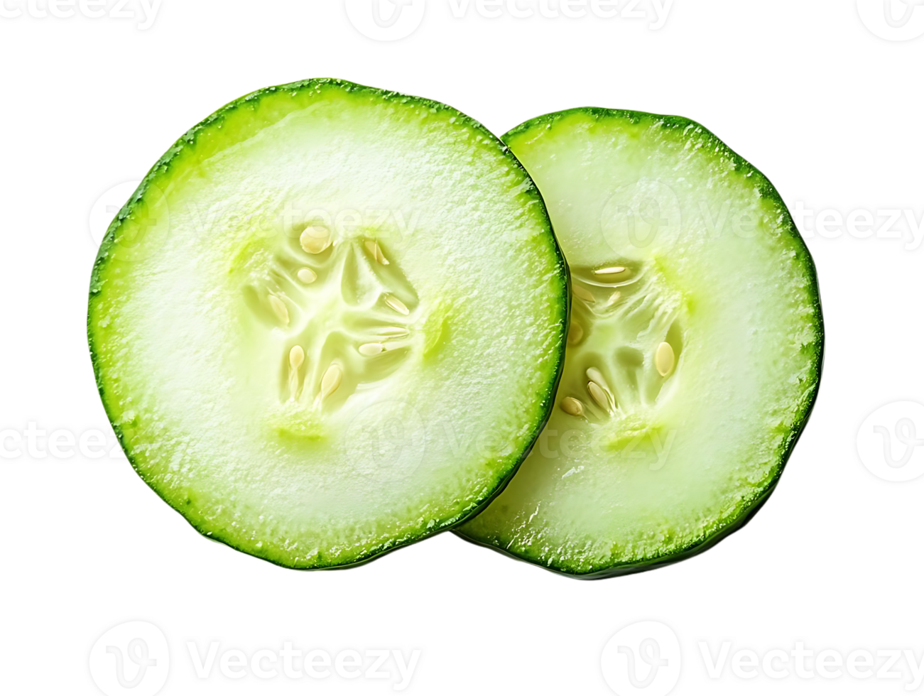Fresh Cucumber Slices Isolated on a Transparent Background png