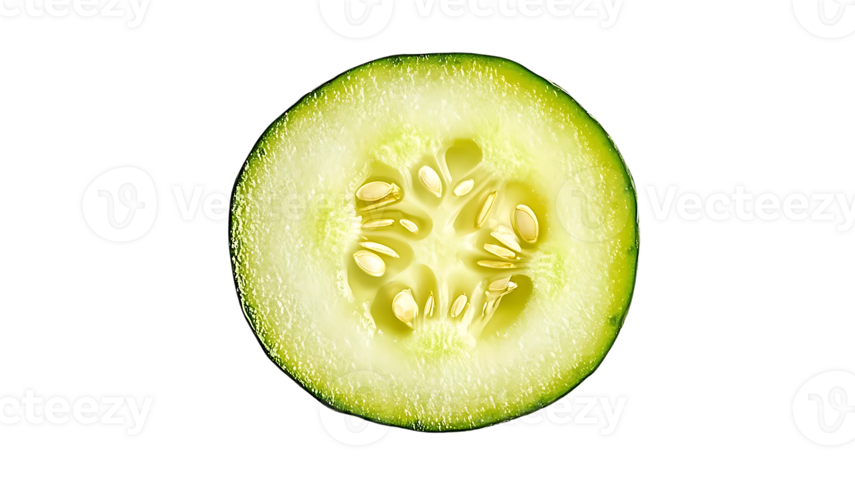 A Freshly Sliced Cucumber with a Transparent Background, Showing Off its Juicy Interior and Crisp Texture png