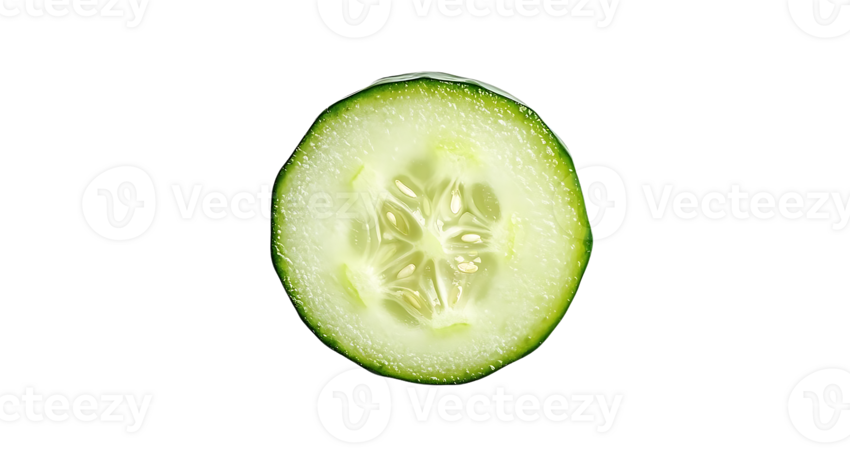 A Single Cucumber Slice, Perfectly Sliced, with a Transparent Background png