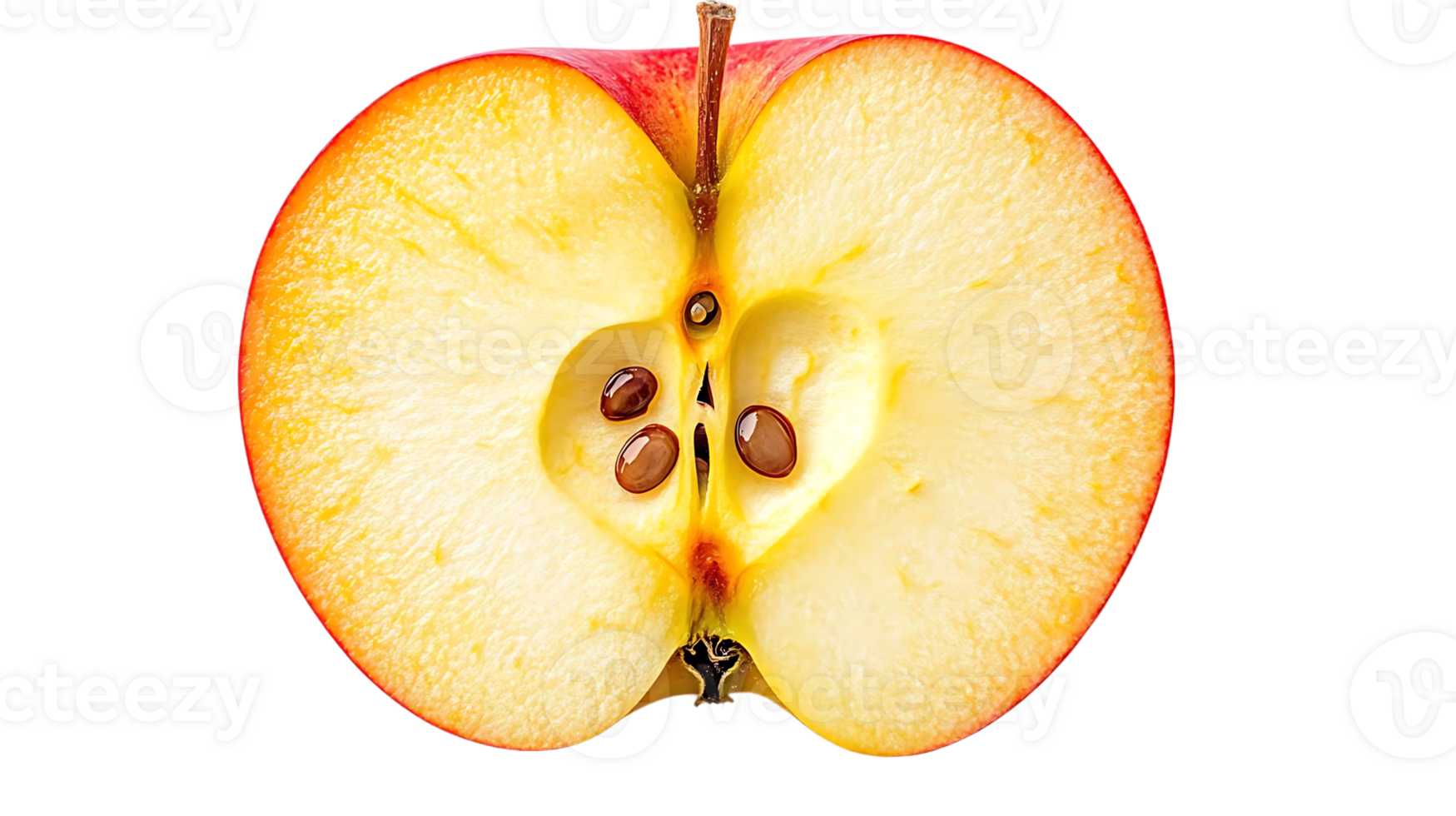 A Halved Red Apple with Seeds on a Transparent Background, a Perfect Slice of Freshness png