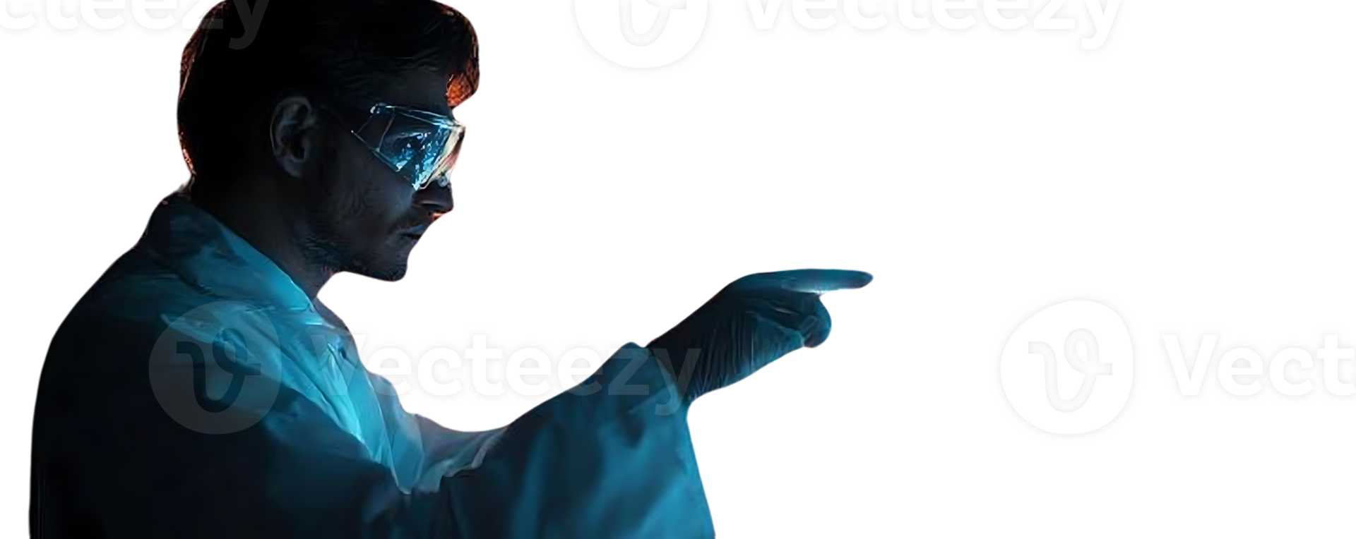 Scientist Points Towards a Future with Transparent Background png