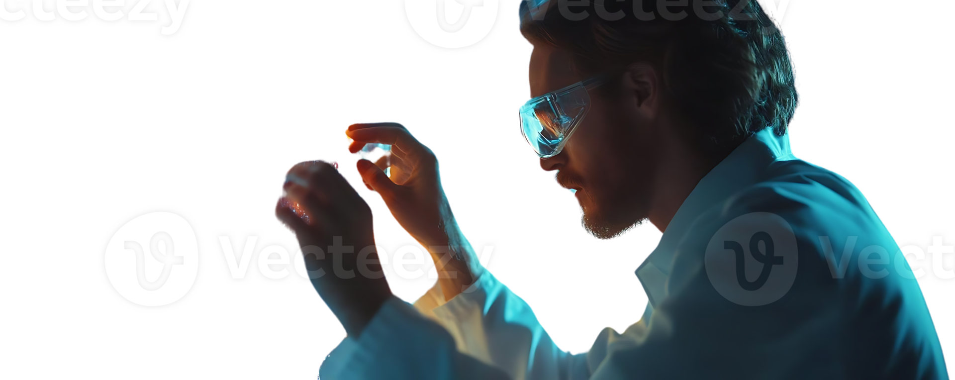 Scientist Examines a Sample in a Lab with a Transparent Background png