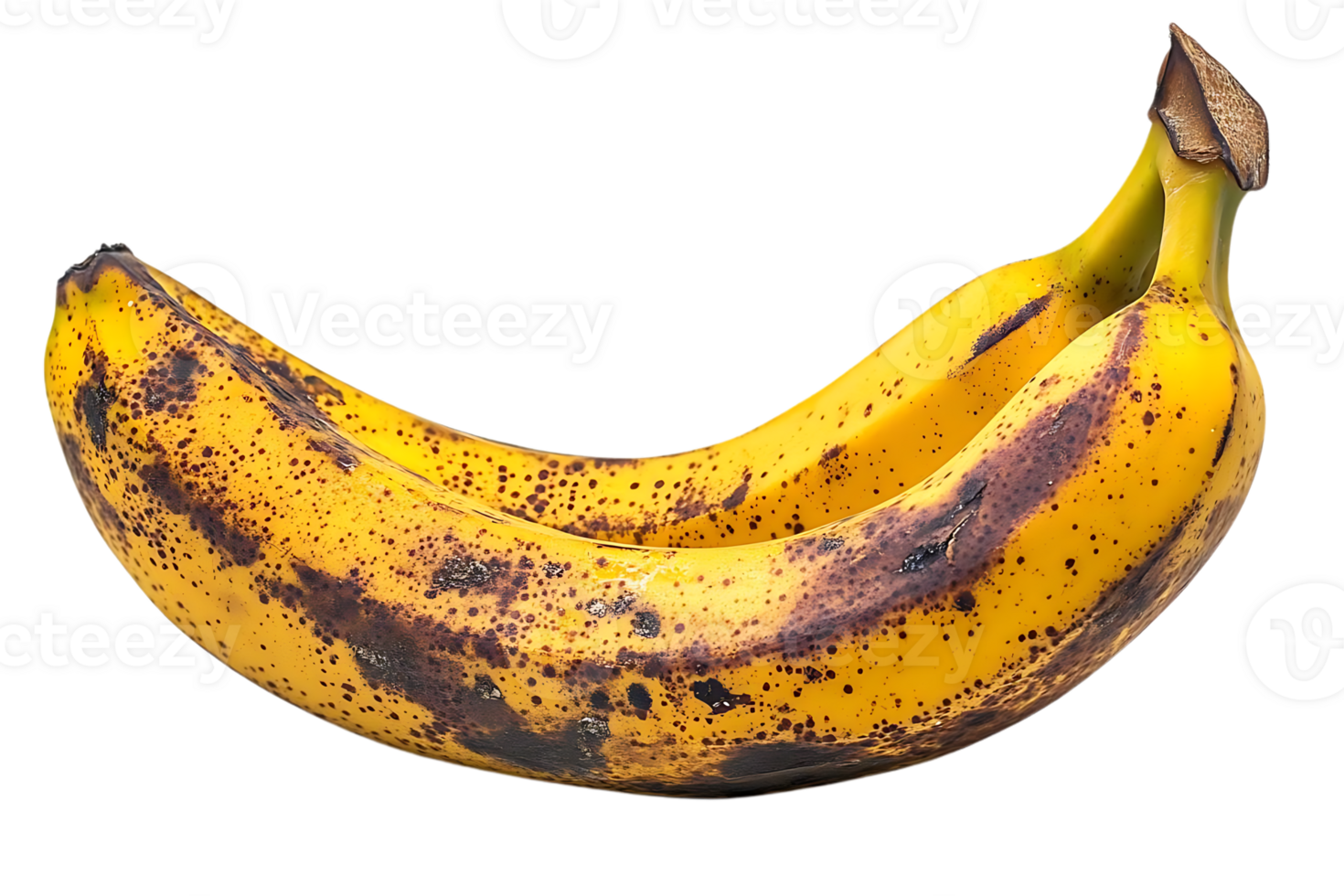 Overripe Banana with Black Spots, A Close-up Look on Transparent Background png