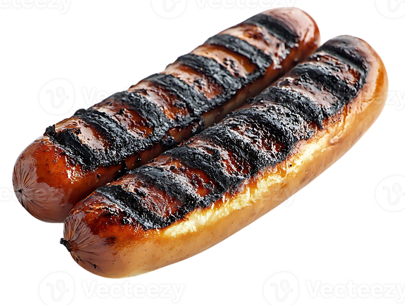 Perfectly Charred Grilled Sausages with a Transparent Background png